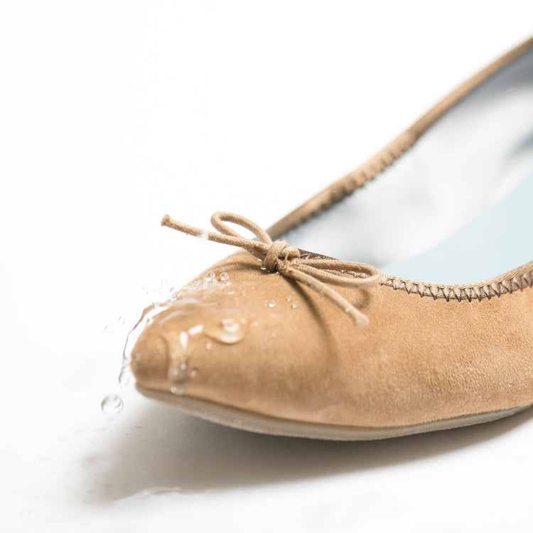 ラウンドトゥ フラットバレエ シープスエード ブルー