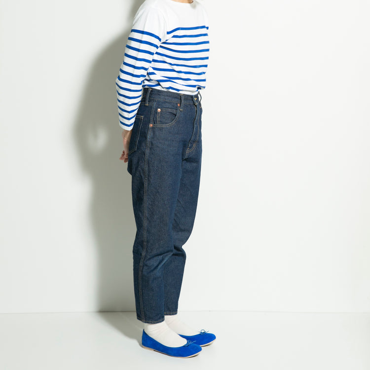 ラウンドトゥ フラットバレエ シープスエード ブルー