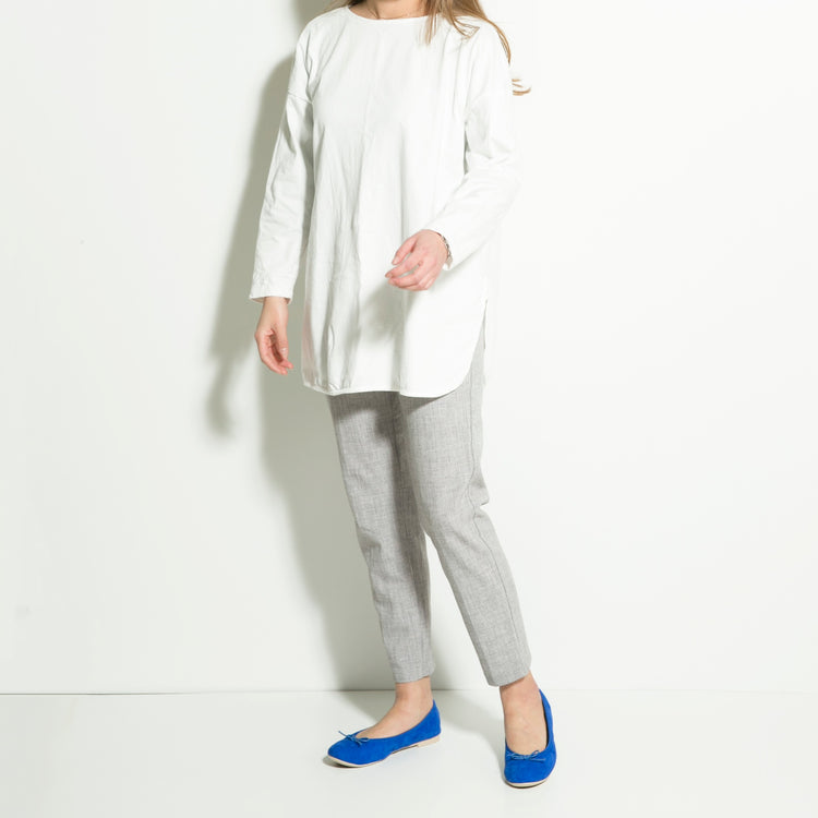 ラウンドトゥ フラットバレエ シープスエード ブルー