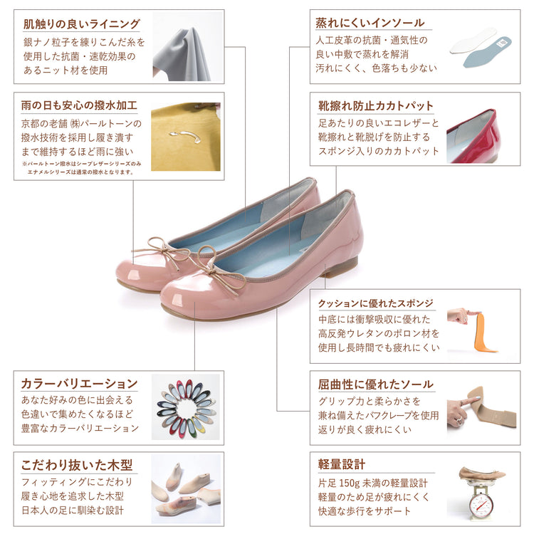 ラウンドトゥ フラットバレエ シープスエード ブルー