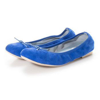 ラウンドトゥ フラットバレエ シープスエード ブルー