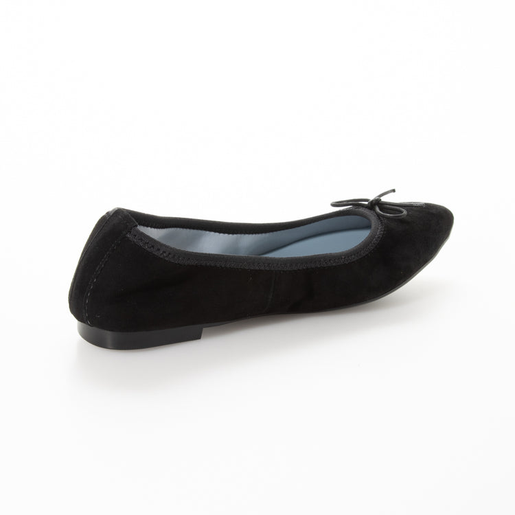 ポインテッドトゥ フラットバレエ シープスエード ブラック