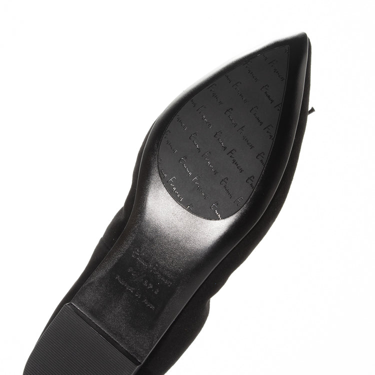 ポインテッドトゥ フラットバレエ シープスエード ブラック